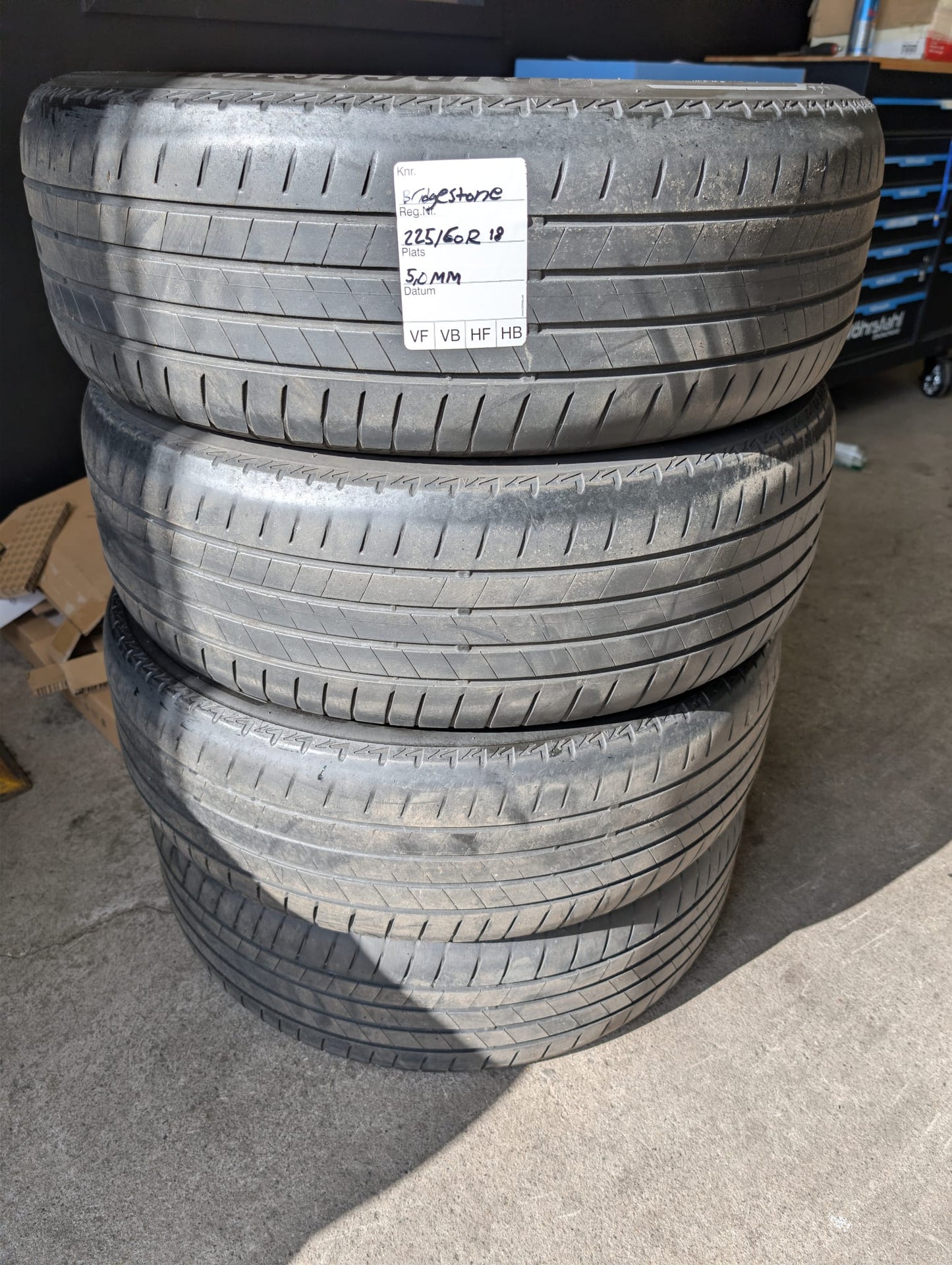 Bridgestone Sommardäck 225/60 R18 – 4 st – Ca 5 mm Mönsterdjup ** REA**
