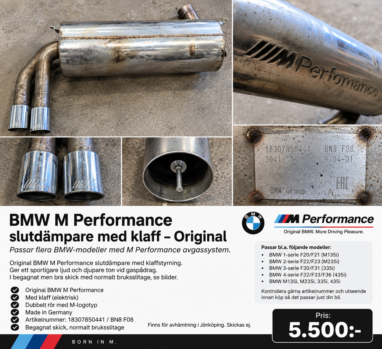 BMW M Performance avgassystem F30/F31  | 1 Serie | 4-Serie | Original
